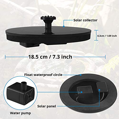 Bird Bath Fountains Solar Power, TekHome 3W Solar Fountain Pump fo...