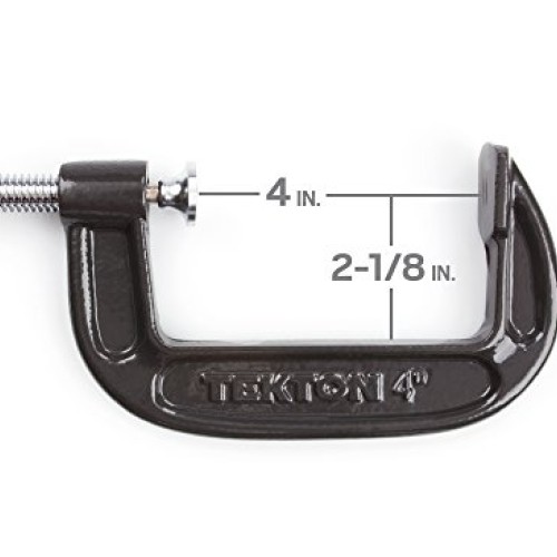 TEKTON 4-Inch Malleable Iron C-Clamp, 4-Inch Jaw Opening, 2-1/8-In...