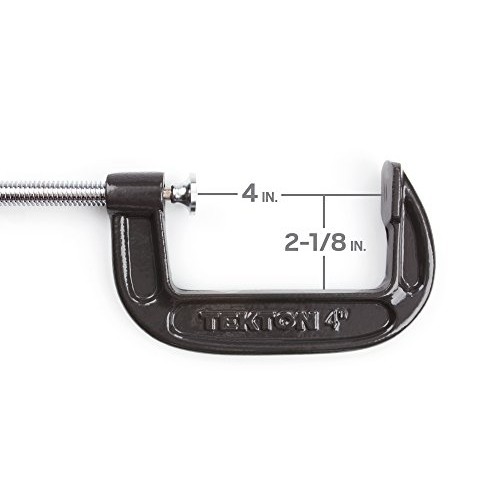 TEKTON 4-Inch Malleable Iron C-Clamp, 4-Inch Jaw Opening, 2-1/8-In...