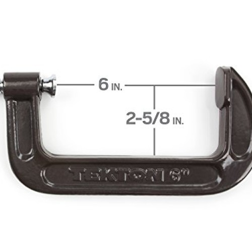 TEKTON 6-Inch Malleable Iron C-Clamp, 6-Inch Jaw Opening, 2-5/8-In...