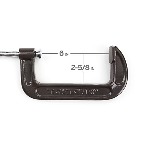 TEKTON 6-Inch Malleable Iron C-Clamp, 6-Inch Jaw Opening, 2-5/8-In...