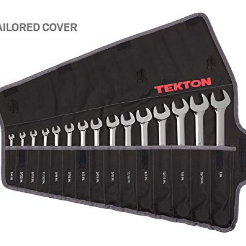 TEKTON Combination Wrench Set, 30-Piece 1/4-1 in, 8-22 mm - Pouc...