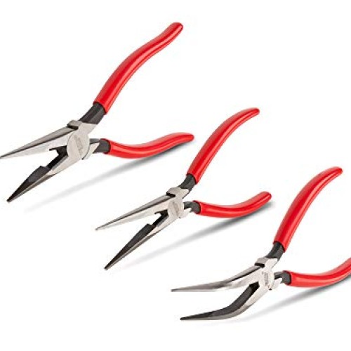 TEKTON Gripping Pliers Set, 3-Piece Long Nose, Bent Nose | PGF99101