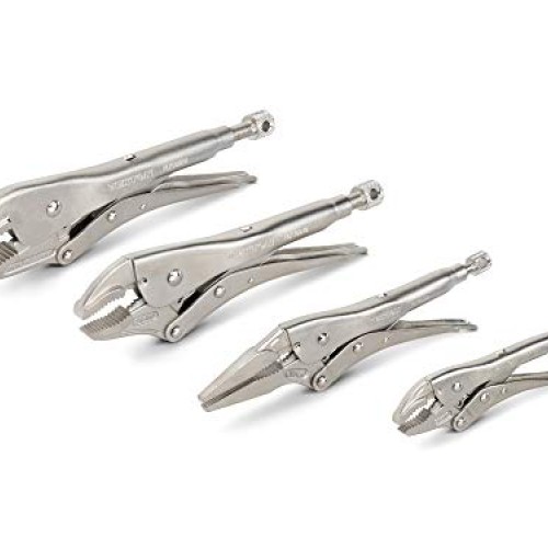 TEKTON Locking Pliers Set, 4-Piece Straight Jaw, Curved Jaw, Long...