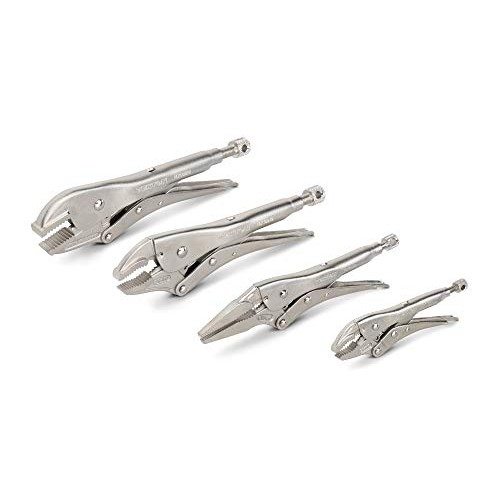 TEKTON Locking Pliers Set, 4-Piece Straight Jaw, Curved Jaw, Long...