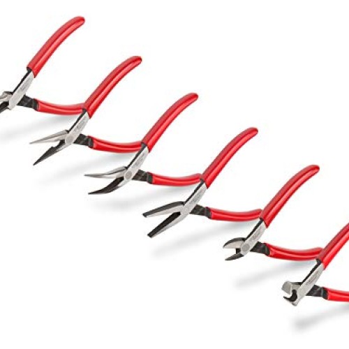 TEKTON Mini Pliers Set, 6-Piece Needle Nose, Long Nose, Flat Nose...