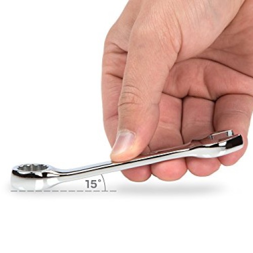 TEKTON Stubby Combination Wrench Set with Store and Go Keeper, Met...