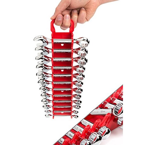 TEKTON Stubby Combination Wrench Set with Store and Go Keeper, Met...