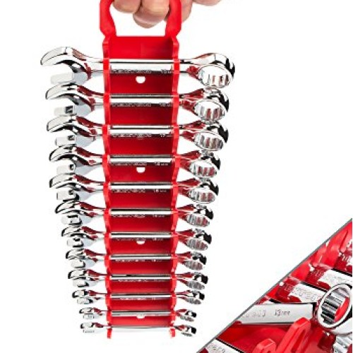 TEKTON Stubby Combination Wrench Set with Store and Go Keeper, Met...