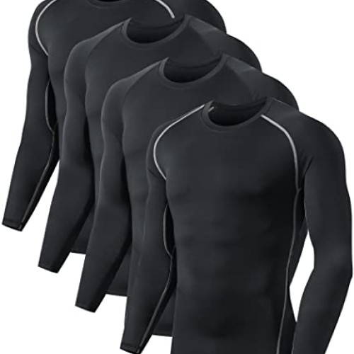4 Pack Compression Shirts for Men Long Sleeve Athletic Cold Weathe...
