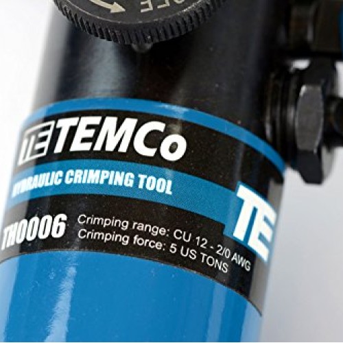 TEMCo Hydraulic Cable Lug Crimper TH0006-5 US TON 12 AWG to 00 2/...