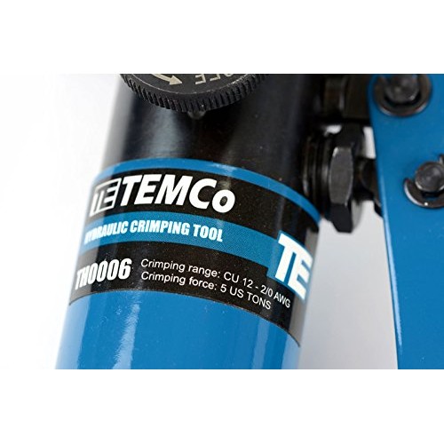 TEMCo Hydraulic Cable Lug Crimper TH0006-5 US TON 12 AWG to 00 2/...