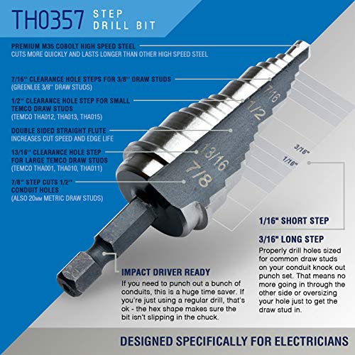 TEMCo TH0037 4 HYDRAULIC KNOCKOUT PUNCH Electrical Conduit Hole C...
