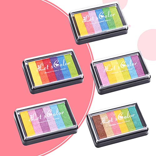 TENDYCOCO Rainbow Finger Ink Pads DIY Craft Ink Pad Rainbow Color ...