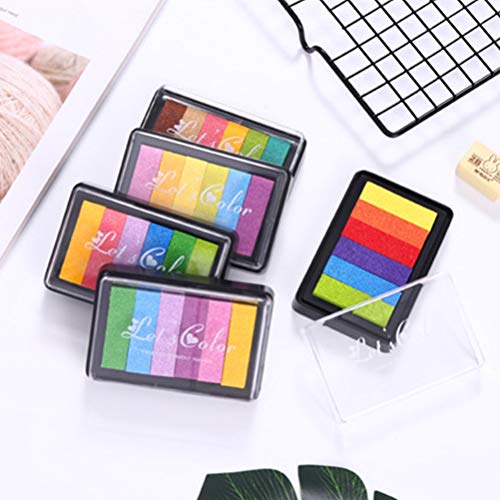 TENDYCOCO Rainbow Finger Ink Pads DIY Craft Ink Pad Rainbow Color ...