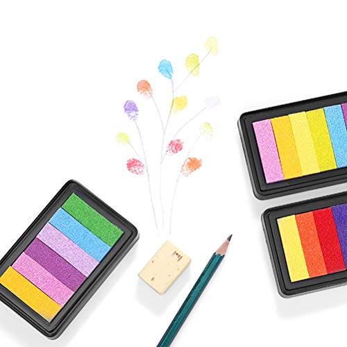TENDYCOCO Rainbow Finger Ink Pads DIY Craft Ink Pad Rainbow Color ...