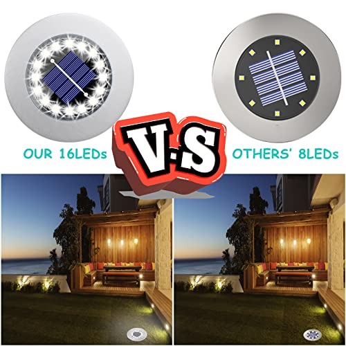 TenFen 12 Pack Solar Ground Lights, Waterproof 16LED Solar Lights ...