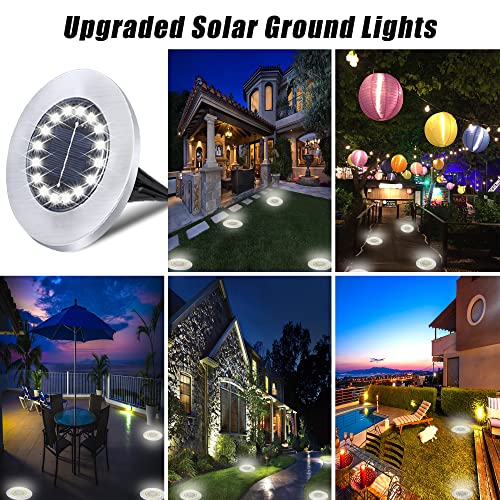 TenFen 12 Pack Solar Ground Lights, Waterproof 16LED Solar Lights ...