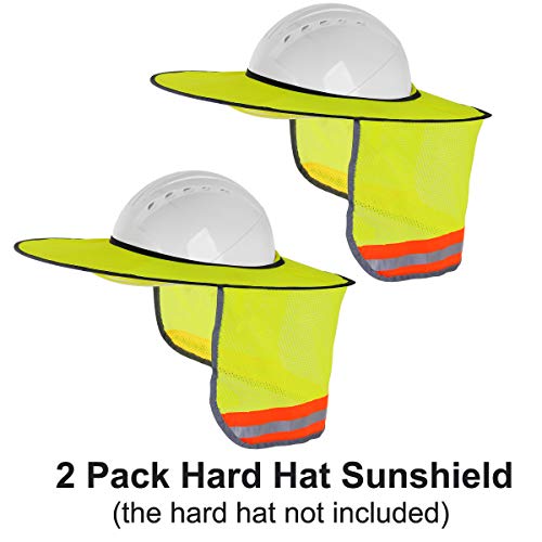 2 Pack Hard Hat Sunshield,Full Brim Mesh Neck Sunshade for Hardhat...