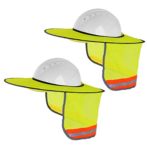 2 Pack Hard Hat Sunshield,Full Brim Mesh Neck Sunshade for Hardhat...