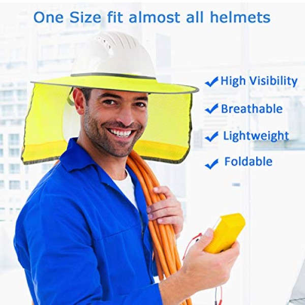 3 Pack Hard Hat Sunshield Upgrade Full Brim Neck Sunshade Cover with Reflectiv 