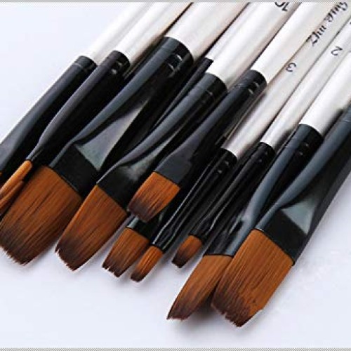Flat Head Paintbrush Set Nylon Hair Paint Brush Set for Acrylic Oi...