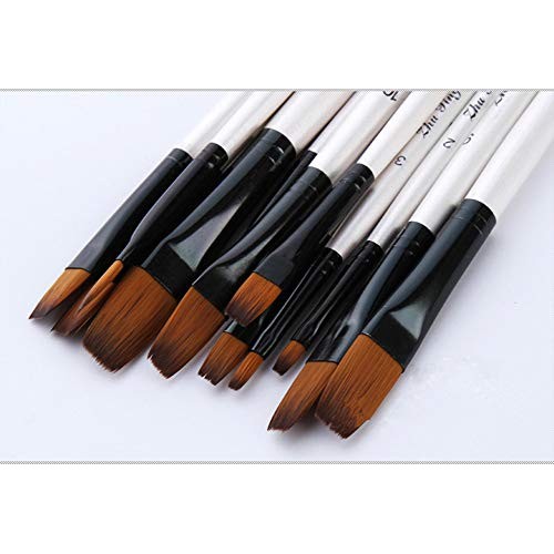 Flat Head Paintbrush Set Nylon Hair Paint Brush Set for Acrylic Oi...