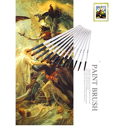 Flat Head Paintbrush Set Nylon Hair Paint Brush Set for Acrylic Oi...