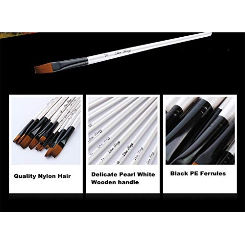 Flat Head Paintbrush Set Nylon Hair Paint Brush Set for Acrylic Oi...