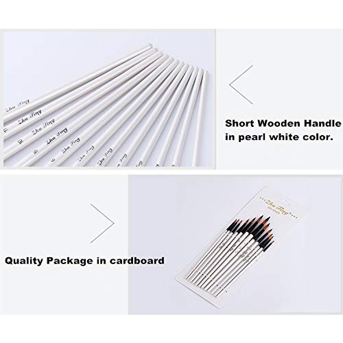 TENSKY Round Watercolor Detail Paint Brushes Nylon Hair 12pcs for ...