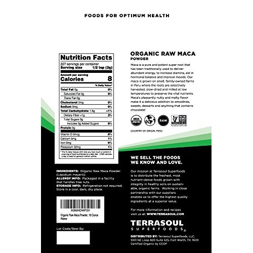 Terrasoul Superfoods Maca Powder Organic, 16 Ounce