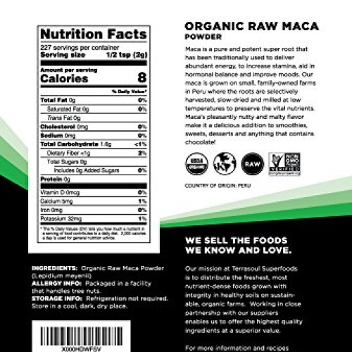 Terrasoul Superfoods Maca Powder Organic, 16 Ounce