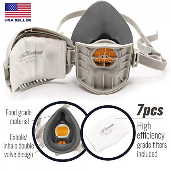 Reusable Respirator Mask with 7 Filters – Half Mask Respirator for...