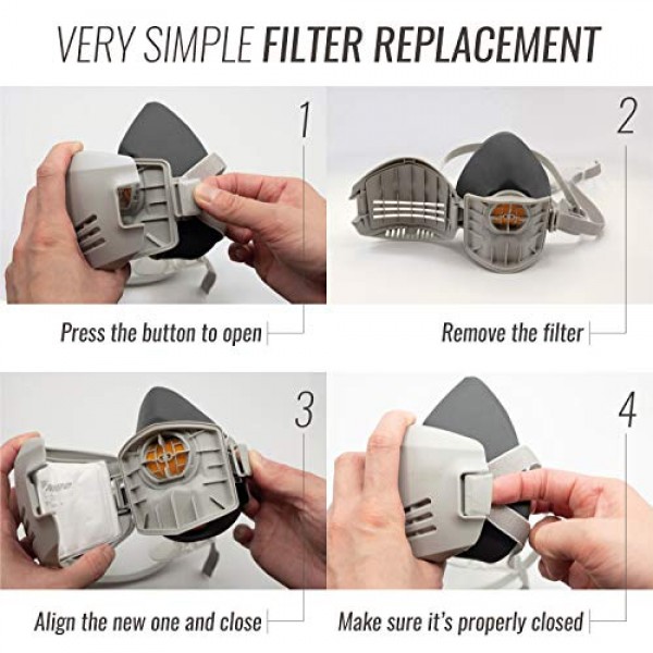 Reusable Respirator Mask with 7 Filters – Half Mask Respirator for...
