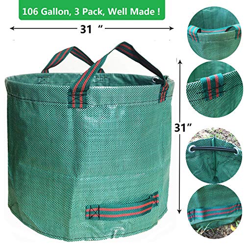 Professional 3-Pack 106 Gallons Lawn Garden Bags D31, H31 inches...