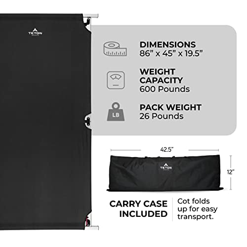 TETON Sports Camping Cot with Patented Pivot Arm - Folding Camping...
