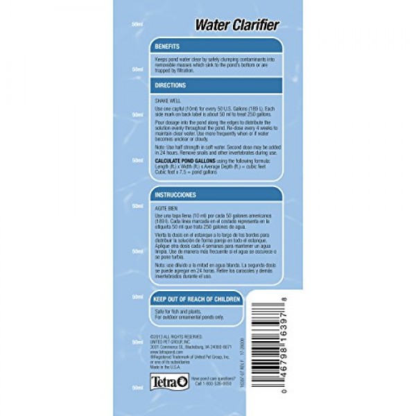 TetraPond Water Clarifier Treatment, Clears Cloudy/Discolored Water