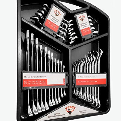 Texas Best Chrome Vanadium Steel Wrench Set | SAE & MM Sizes | Han...