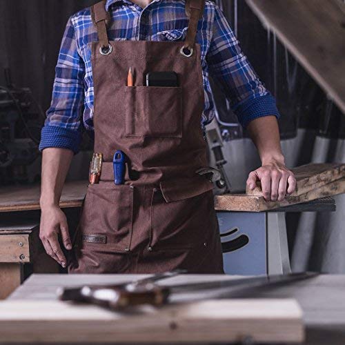 Woodworking Apron, Heavy Duty Waxed Canvas Work Apron With Pockets...