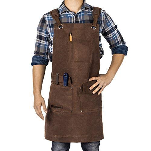 Woodworking Apron, Heavy Duty Waxed Canvas Work Apron With Pockets...