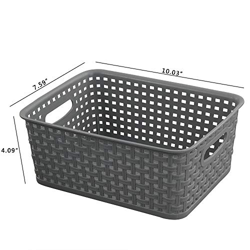 Teyyvn Plastic Storage Basket, 10.03 x 7.59 x 4.09, Pack of 6, ...