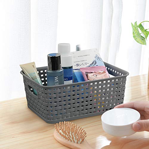 Teyyvn Plastic Storage Basket, 10.03 x 7.59 x 4.09, Pack of 6, ...
