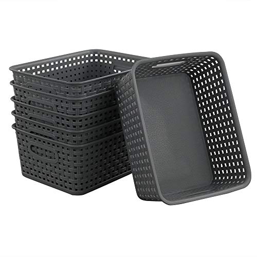 Teyyvn Plastic Storage Basket, 10.03 x 7.59 x 4.09, Pack of 6, ...