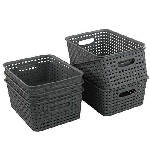 Teyyvn Plastic Storage Basket, 10.03 x 7.59 x 4.09, Pack of 6, ...