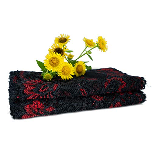 Red and Black Floral Stretchy Lace Elastic Trim Fabric 5 Yard