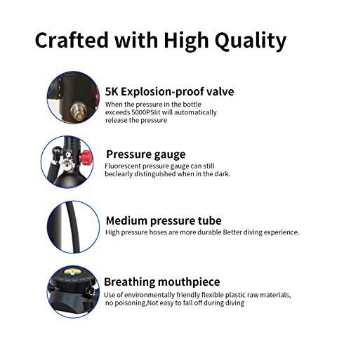 THAISTONE Mini Scuba Tank DOT Certified 1L Portable Scuba Diving T...