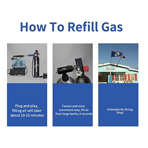 THAISTONE Mini Scuba Tank DOT Certified 1L Portable Scuba Diving T...