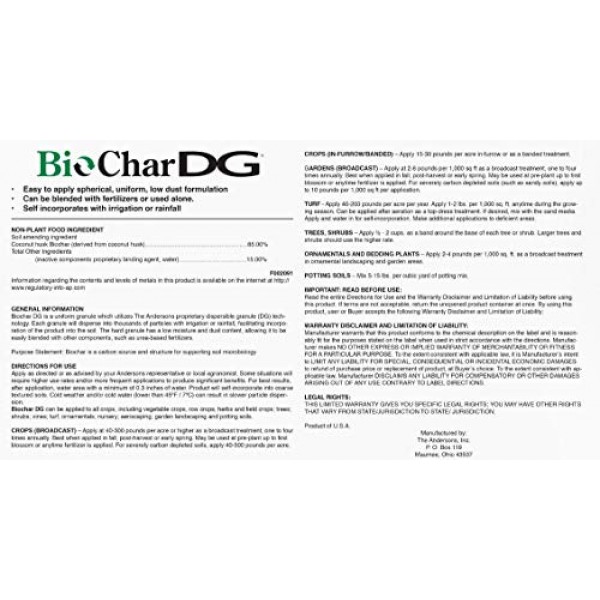 The Andersons BioChar DG Organic Soil Amendment - Covers up to 5,0...