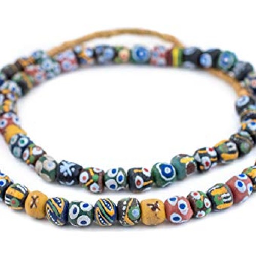 TheBeadChest Painted African Krobo Beads - Full Strand of Ghanaian...