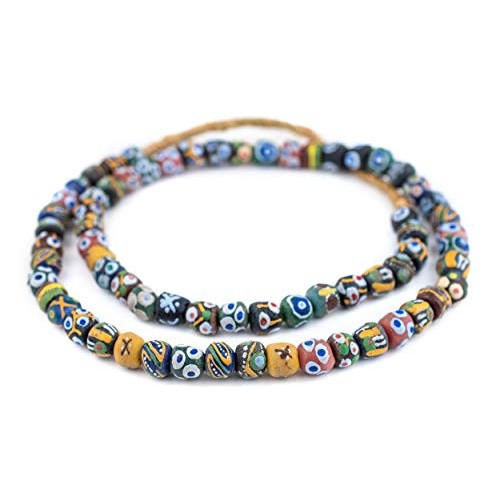 TheBeadChest Painted African Krobo Beads - Full Strand of Ghanaian...